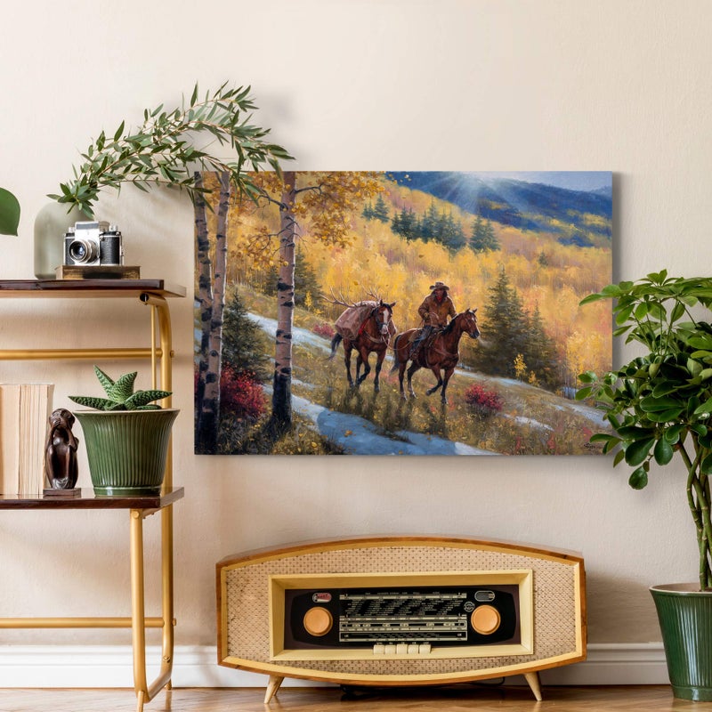 Renditions Gallery Canvas Animal Wall Art Home Paintings & Prints Summer Forest Horses Running Abstract Modern Western Botanical Nature Decorations for Office Bedroom Kitchen - 24"x36" LT31 - Image 4